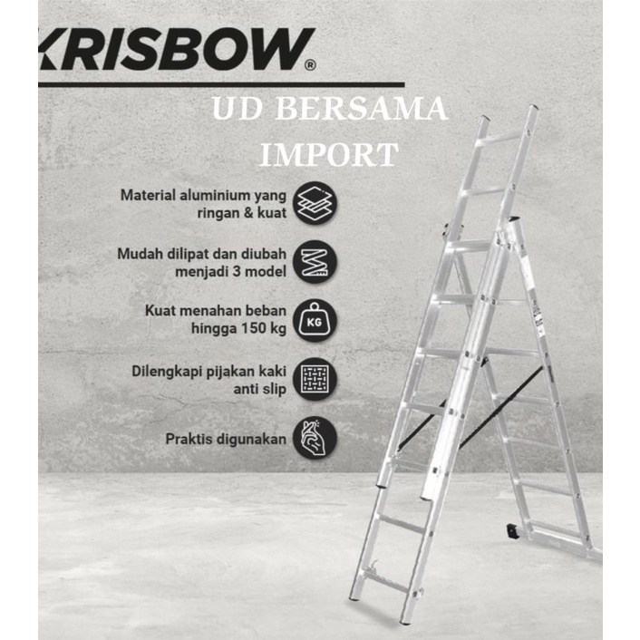 KRISBOW Tangga Lipat Aluminium/Tangga Slidding/Tangga PLN/Tangga 7Step