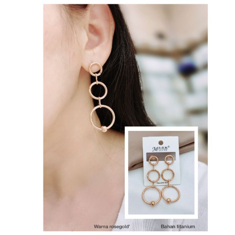 Anting Titanium Asli motif Guccixx Gc Premium quality anti karat anti alergi Stainless steel branded band 06