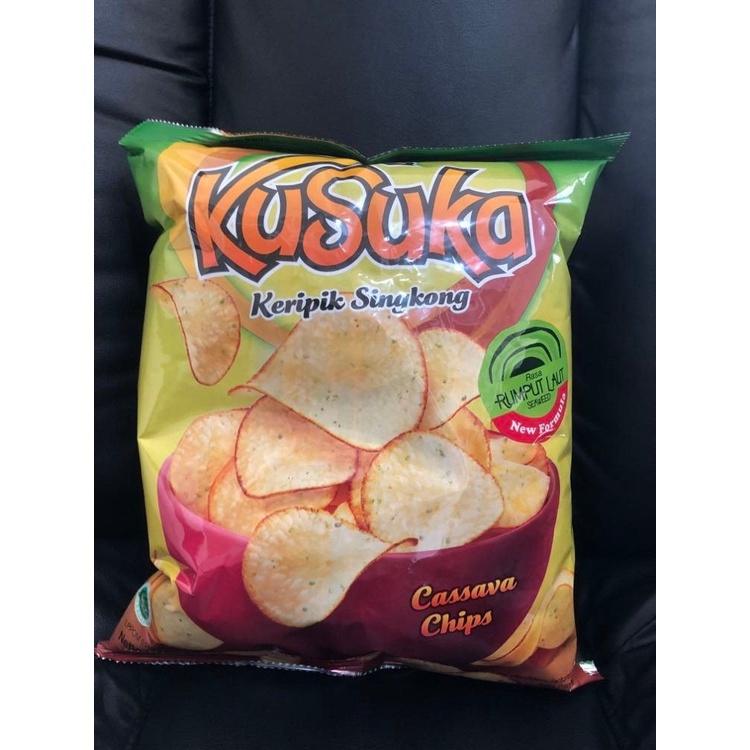 Kusuka Keripik Singkong Rasa Rumput Laut / Cassava Chips Seaweed 180gr