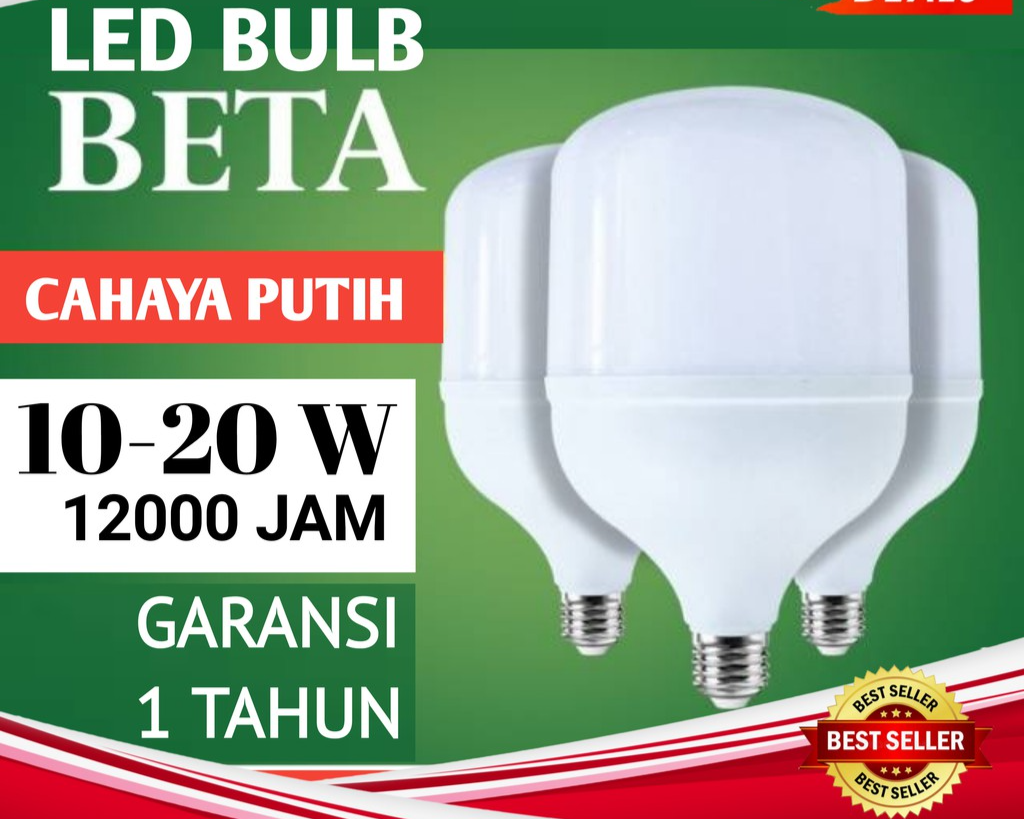 [WS]  Lampu LED BETA Cahaya Putih, bohlam Bergaransi 1 Tahun 15-20 WATT