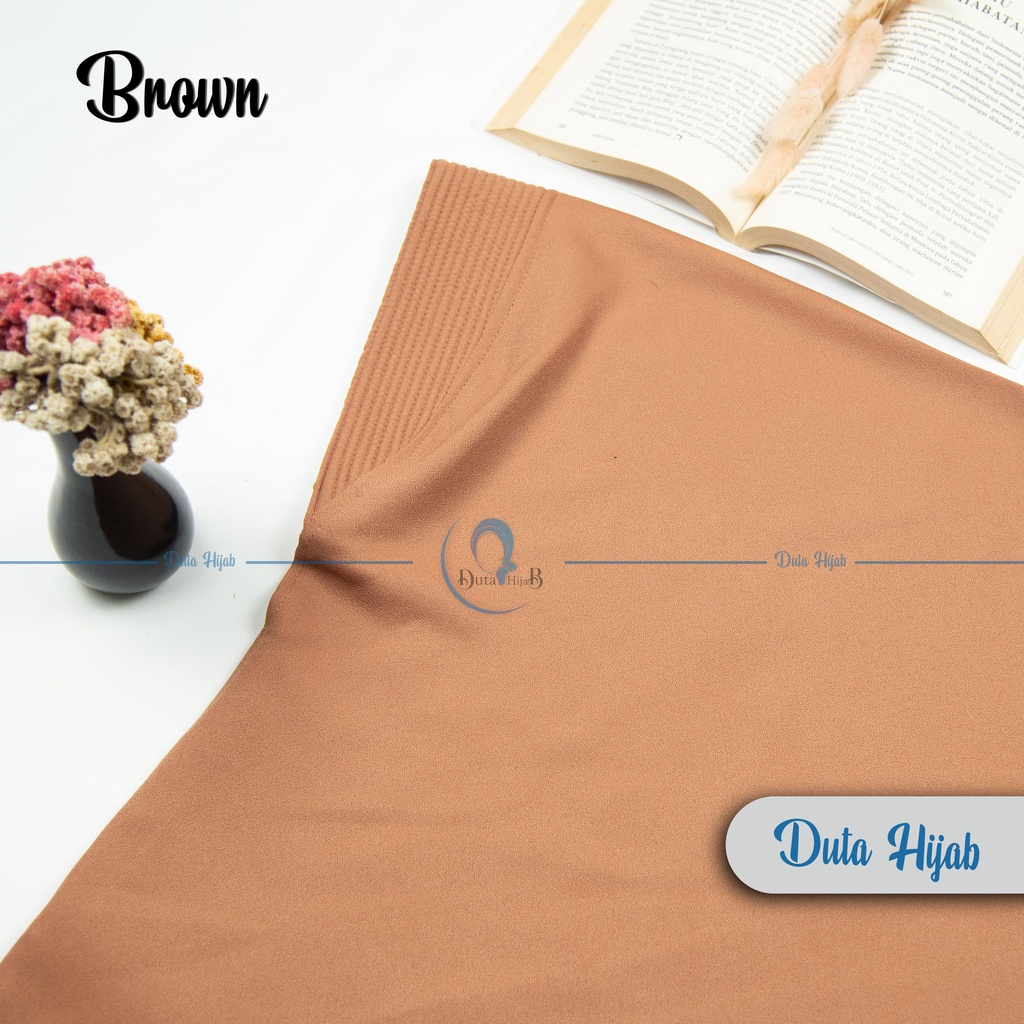 Jilbab instan / Hijab bergo maryam SIMPLE PAD JUMBO L murah (TANPA TALI)-Brown