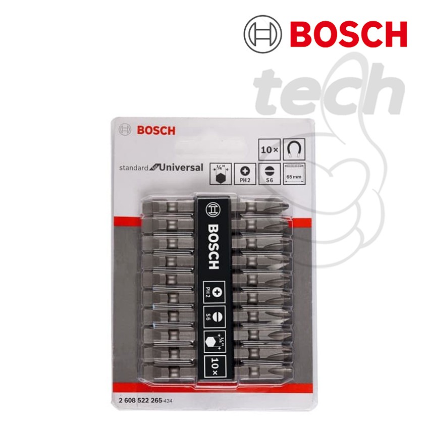 Mata Obeng Bosch Screwdriver Bits PH2/SL6 10pcs/pack - 65mm - (265)