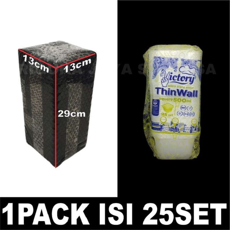 Thinwall Tebal SQ 350ml 500ml 750ml Per Dus Kotak Makan Square Plastik Gjk