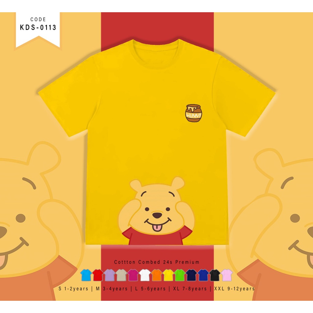 T-SHIRT KIDS / KAOS ANAK-ANAK BERGAMBAR POOH / CUSTOM TEE / MURAH