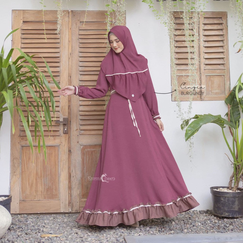GAMIS SET JILBAB Set Dress Cinzia by EmmaQueen - Set Dress Baju Muslim Branded - Set Gamis Branded