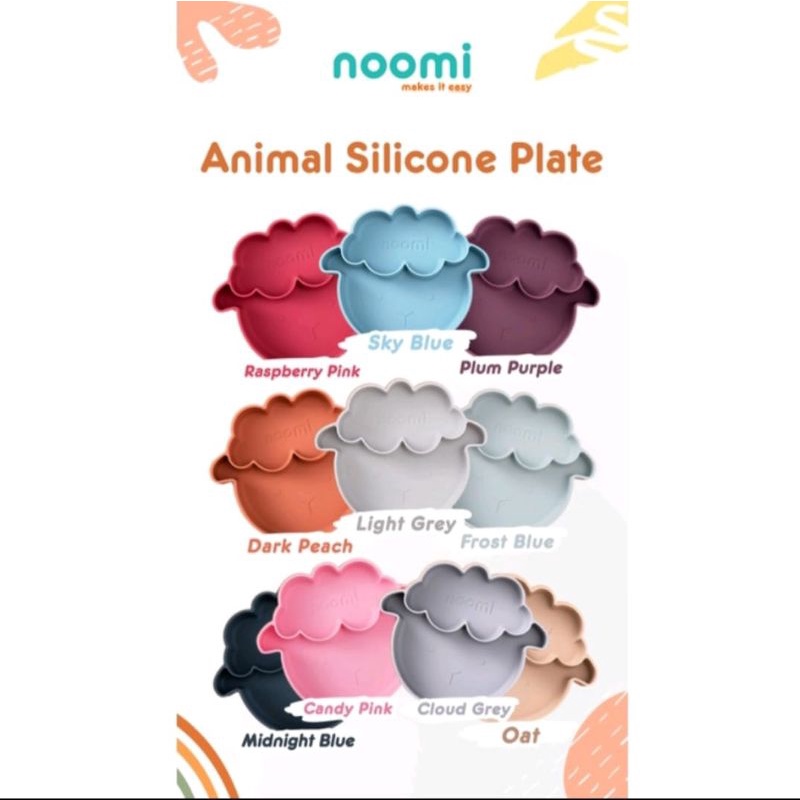 Noomi silicone animal plate piring silikon tahan panas