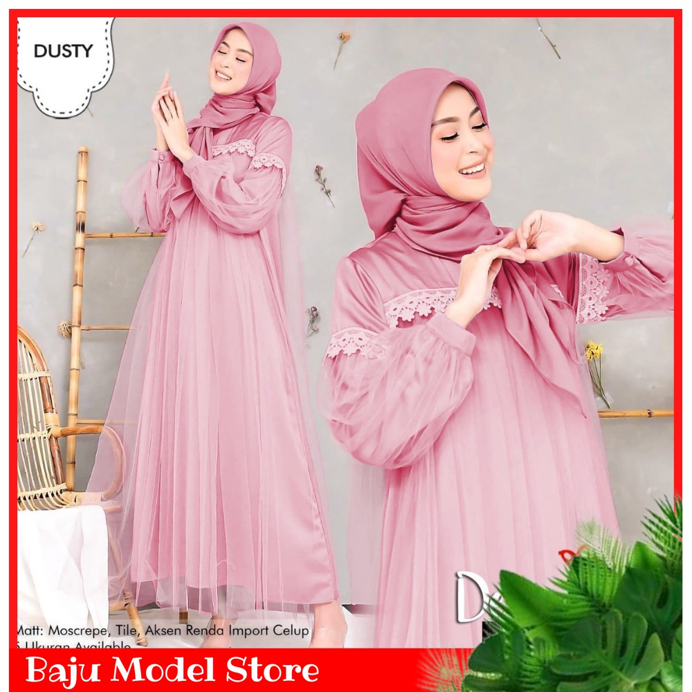 Baju Gamis Wanita Muslim Mewah Elegan Deswinta Fashion Perempuan Dewasa Remaja Cewek Modern Kekinian