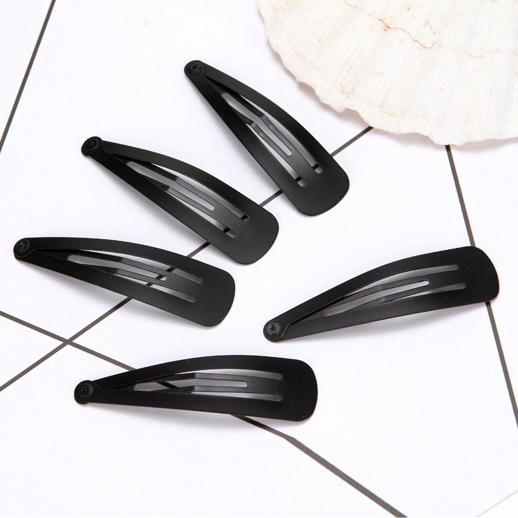 12Pcs / Set Jepit Rambut Model Tetesan Air Warna Hitam untuk Wanita