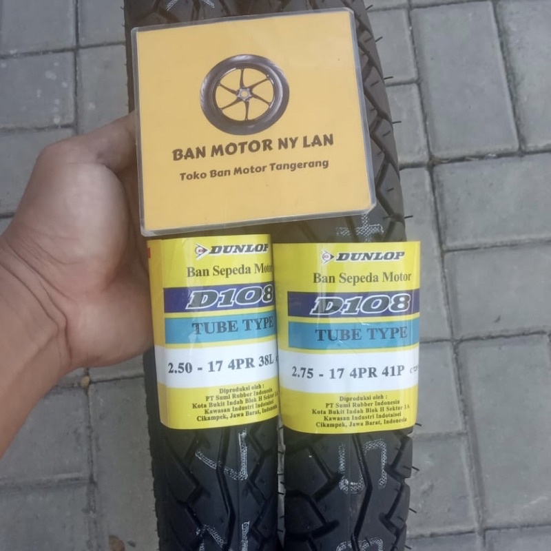 1 Set Ban Motor Dunlop D108 Ring 17 250-275 Tube Type (Bukan Tubeless)