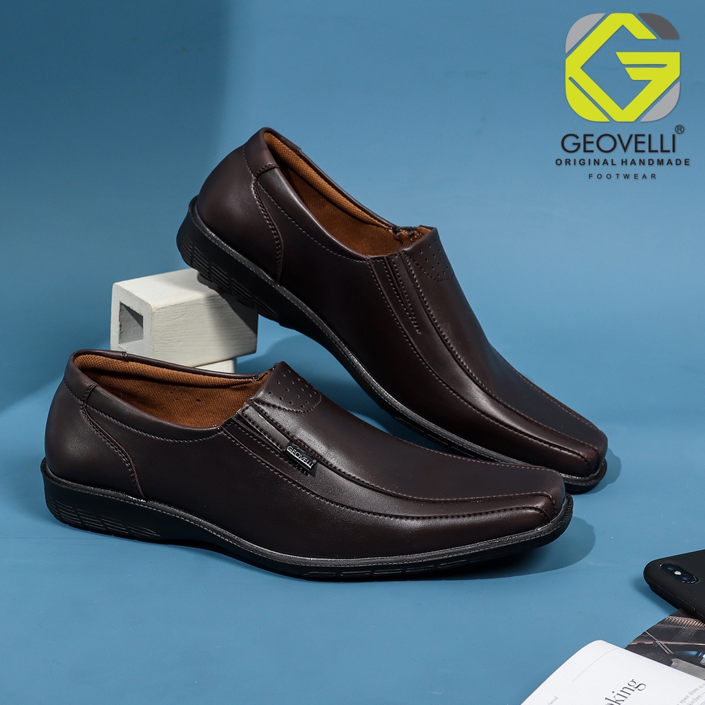 TERBARU !!! SEPATU PRIA PANTOPEL GEOVELLI HITAM COKLAT TANPA TALI BUAT KERJA FORMAL KANTOR SANTAI UKURAN BIG SIZE 39 - 45