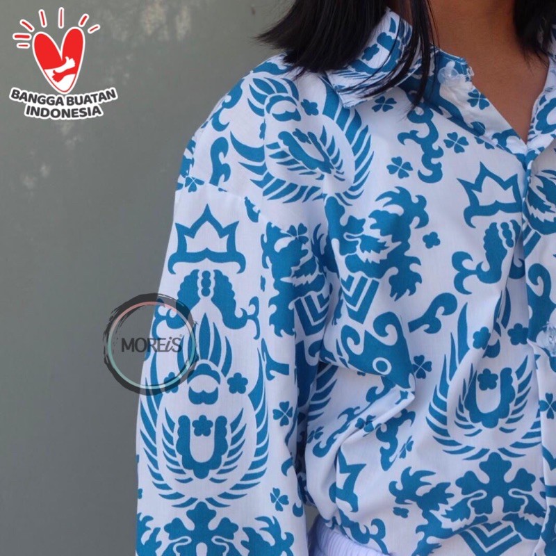 Seragam Batik Garuda Panjang Biru SD/MI/TK/PAUD