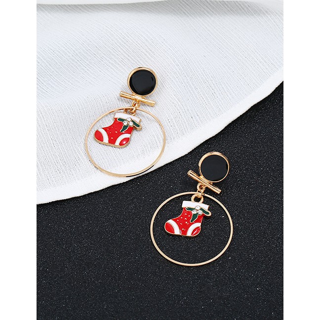 LRC Anting Tusuk Fashion Color Snowman Elk Earrings D22067