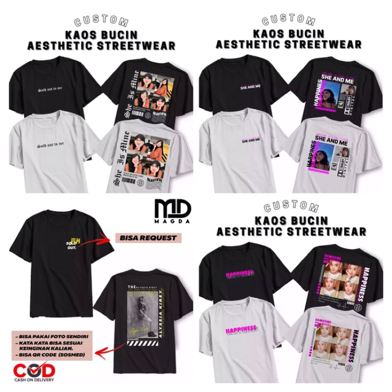 kaos estetik/bucin bisa custom foto