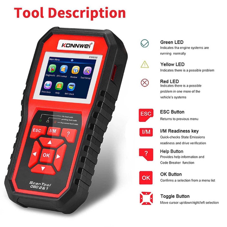 Original KONNWEI OBD2 KW850 Alat Scanner Diagnostik OBD OBD2 Untuk Mobil