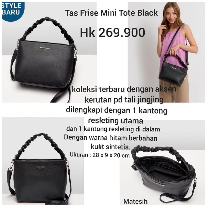 TAS FRISE MINI TOTE BLACK PROMO SOPHIE PARIS ORIGINAL
