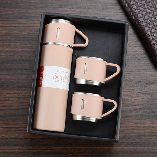 Termos Vacuum Flask Set 3 in 1 gift hampers 500ml - Botol souvenir termos set gelas 3 in 1 tahan panas dingin