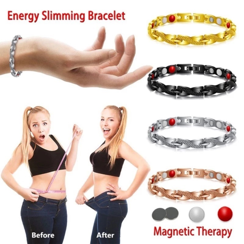 Gelang Power Terapi Pelangsing Penurunan Berat Badan Pola Twisted Dragon Magnetik Dapat Dilepas Untuk Pria Dan Wanita