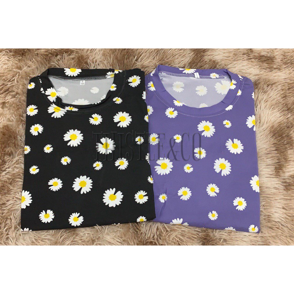 Oversize Tee Tshirt   Wanita Model Longgar Motif Daisy Baru