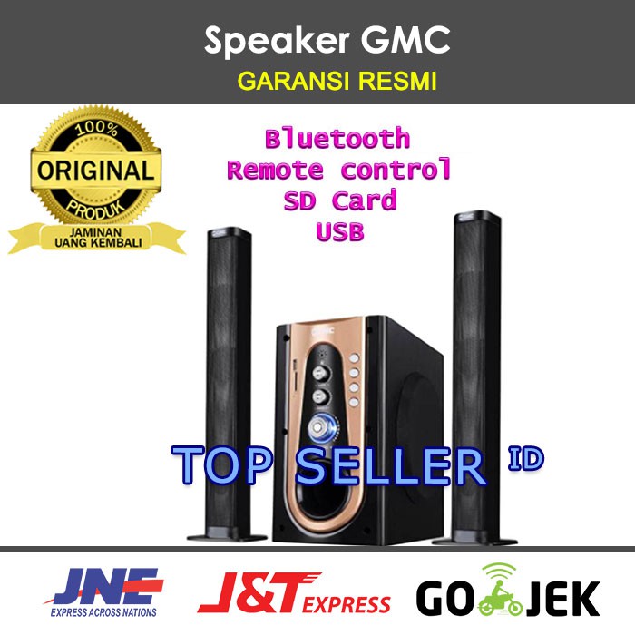 Speaker GMC 886P bluetooth Speker Super Woofer Bass Bost SD Card USB Remote Portable Original