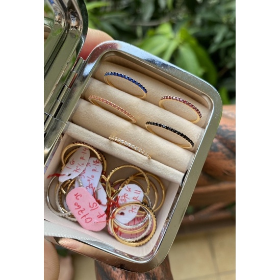 cincin Listring permata/biru/merah/hitam/pink/putih