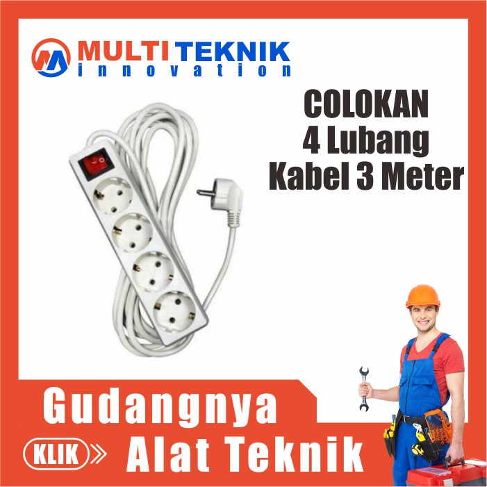Stop Kontak Colokan Listrik Rol Roll Kabel Steker Socket Soket 4 Lubang Panjang Kabel 3 meter MT77