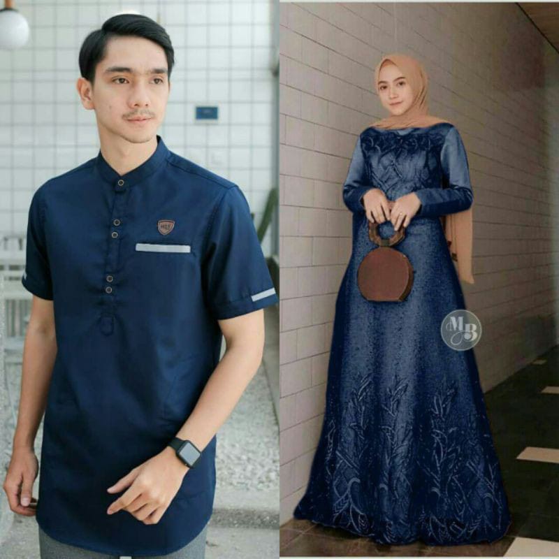 COD Gamis Couple Sarimbit Suami Istri Murah Terbaru Pasangan Muslim Busana Keluarga Kekinian Nbl009