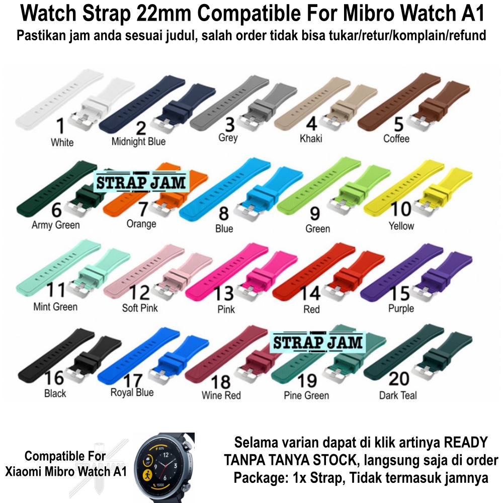 MS3 Strap Mibro Watch A1 - Tali Jam Tangan 22mm Rubber Dengan Garis Miring