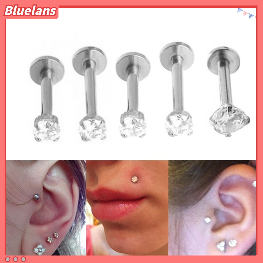 1 Pc Anting Tindik Bibir Telinga Bahan Cubic Zirconia Untuk Unisex