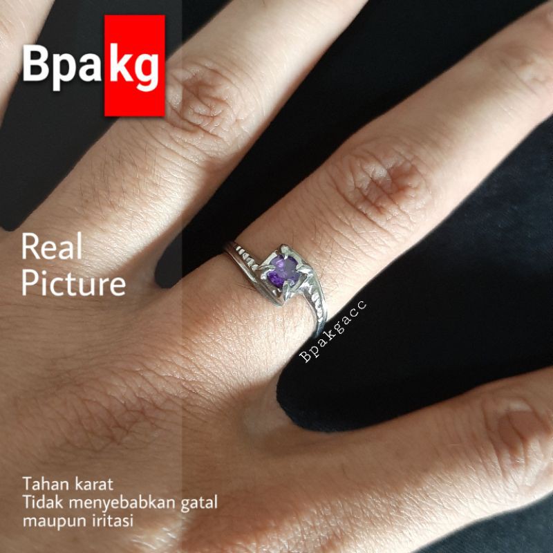 Cincin diamond permata ring s ukir cincin wanita kecil anti karat besi putih asli cincin pria silver