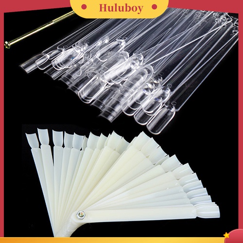 Huluboy Huluboy♡ 50pcs Stik Display Kuku Palsu Bentuk Kipas Lipat Untuk Latihan Nail Art