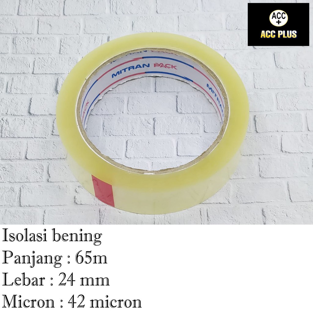 ISOLASI MITRAN PACK BENING KUALITAS TEBAL KUAT LEBAR 24mm x 65 METER - ACC PLUS