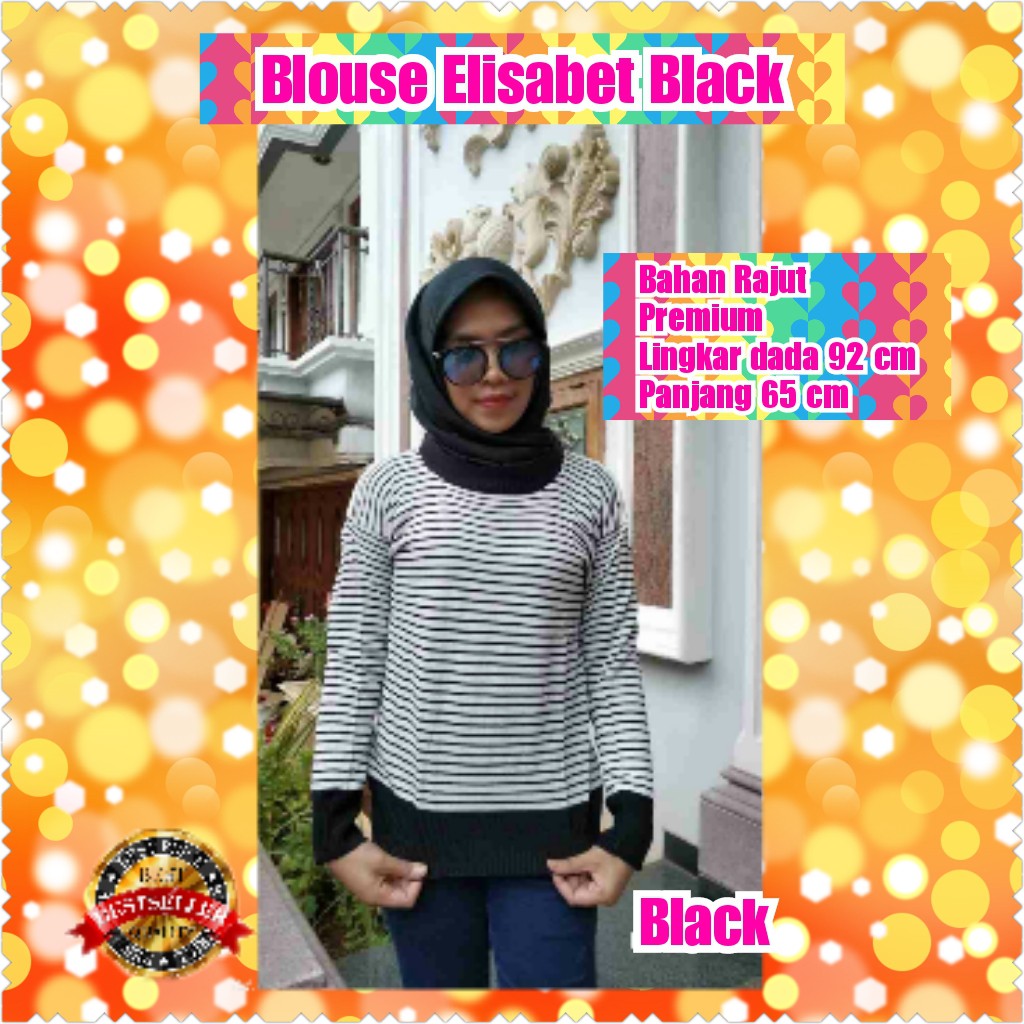 BLOUSE ELISABET NAVY / TERMURAH