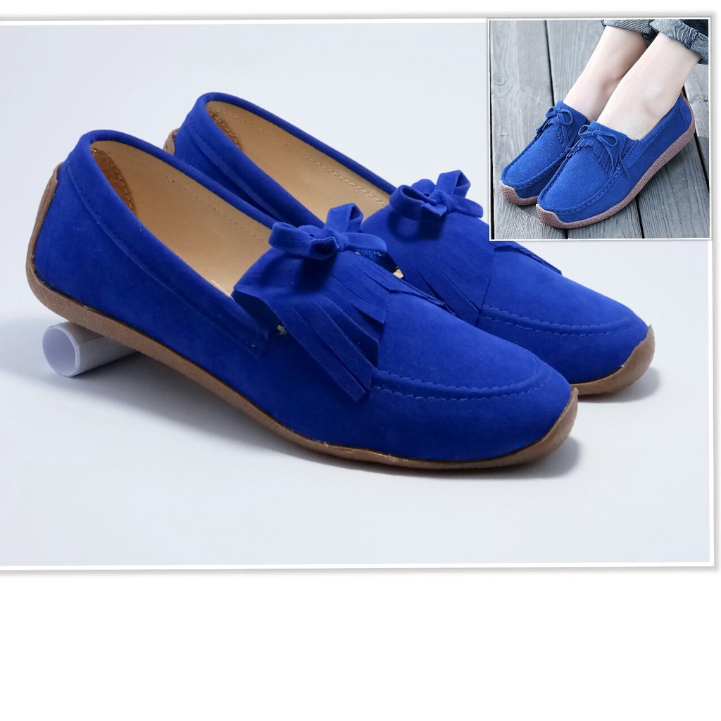 Sepatudari Karin Promo Flatshoes wanita model loafers rumbai nyaman dipakai KR-FS0017