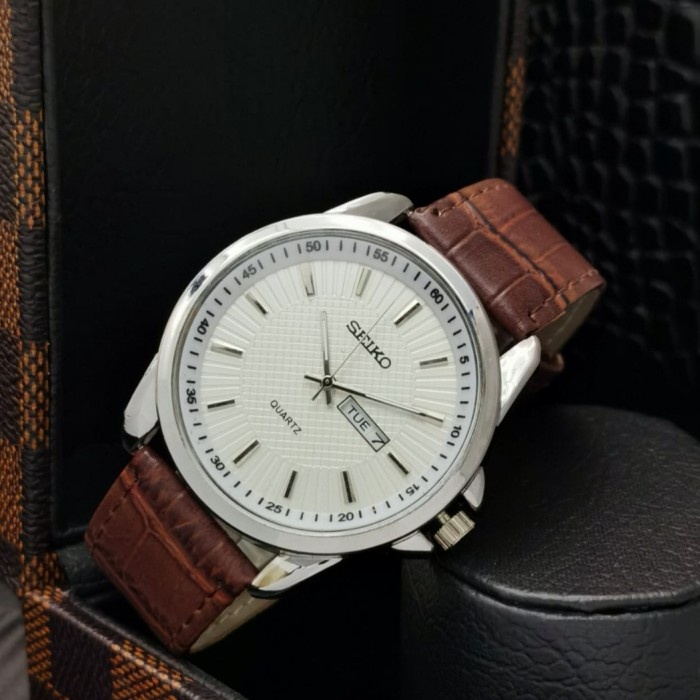 Jam Tangan Pria COD Terbaru Fashion Watch Murah Keren M5H4 Jam Tangan Pria Seiko Tali Kulit Super Pr