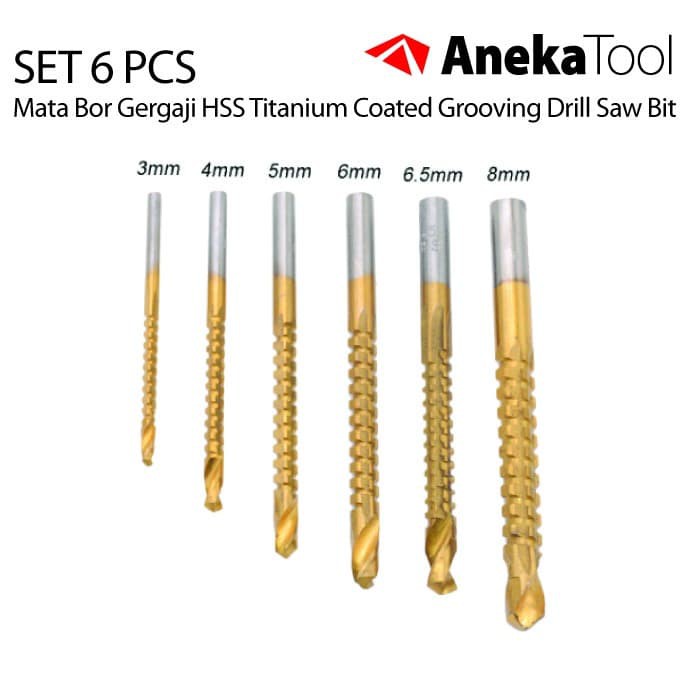 AnekaTool Mata Bor Gergaji HSS Titanium Coated Grooving Drill Set