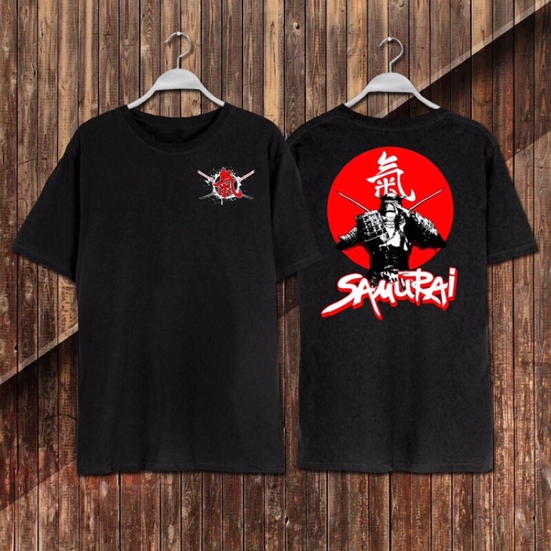 BAJU KAOS T SHIRT ATASAN DISTRO PRIA WANITA GAMBAR BELAKANG TULISAN SAMURAI JEPANG JAPAN MURAH HITAM