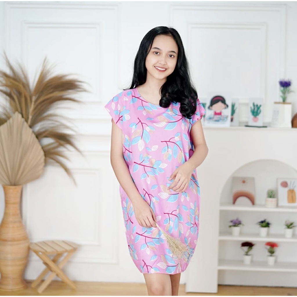 BEFAST - ZFS OOTD Wanita Dress MILLA / DASTER MIDI RAYON BALI / Pakaian Dress Motif / Daster Santai Wanita / Dress Wanita Remaja Kekiniaan / Daster Warna Abstrak / Dress Baju Tidur Wanita / Daster Banyak Warna