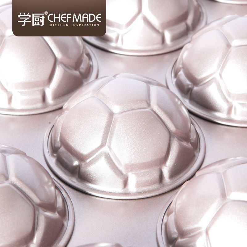 chefmade 12cups soccer cake bake pan wk9837 / loyang kue bentuk bola kecil