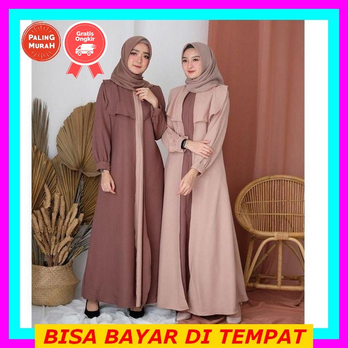 Gamis Remaja Kekinian Korean Style Baju Muslim Dress Muslimah Gamis Lebaran Wanita Terbaru Kekinian 