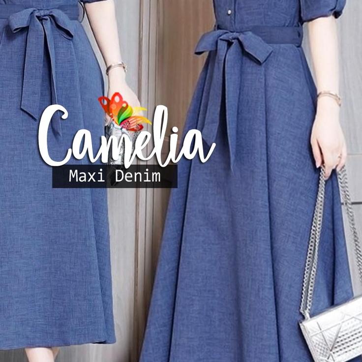 MAXI CAMELIA DENIM / DRESS CAMELIA DENIM / DRESS WANITA MODEL BARU / DRESS WANITA DEWASA / DRESS WAN