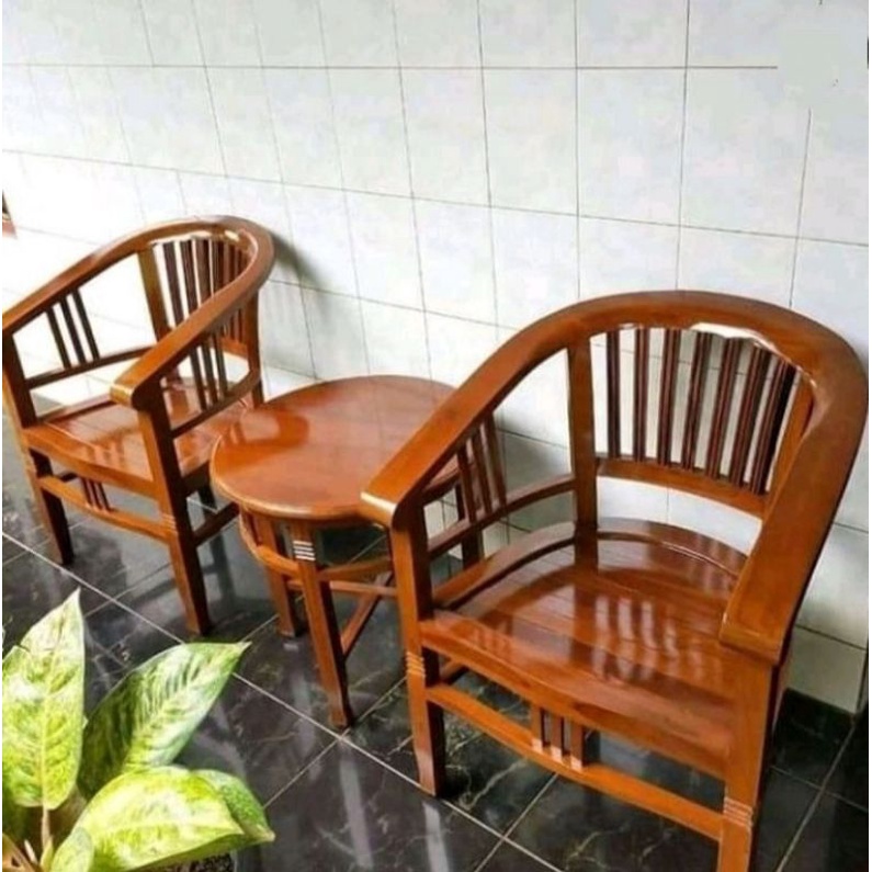 SET KURSI TERAS JATI MINIMALIS MODEL KLASIK KURSI TERAS BETAWI AMERIKA 2 KURSI / 4 KURSI MEJA TERAS