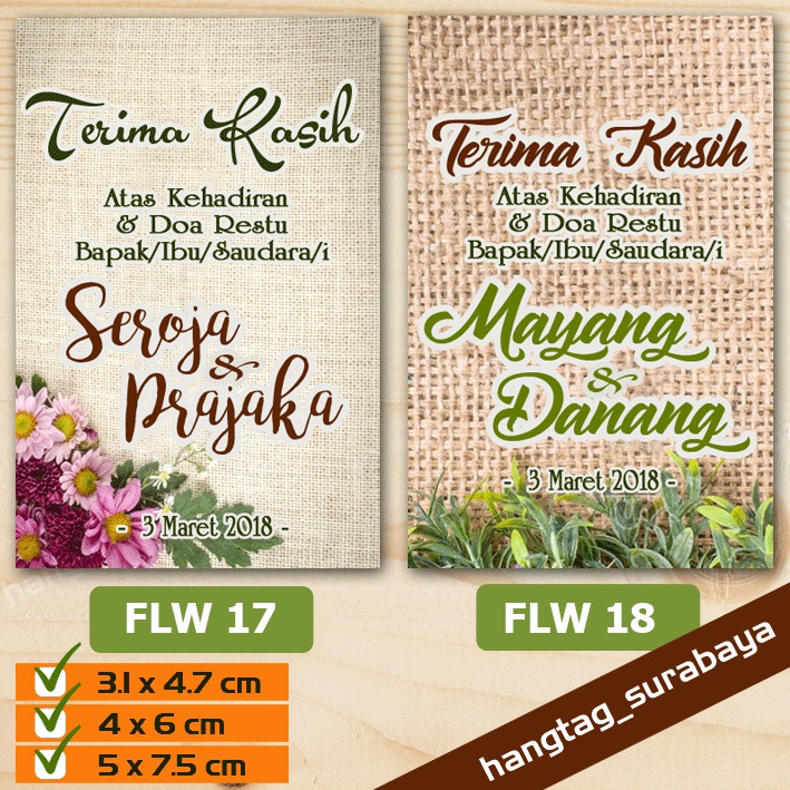 Kartu Ucapan Terimakasih/Tag souvenir/kartu ucapan/ kartu terimakasih/ kupon souvenir