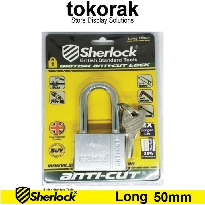 GEMBOK RUMAH - TOKO - PAGAR SHERLOCK ANTI CUT 50 MM PANJANG COMP KEY