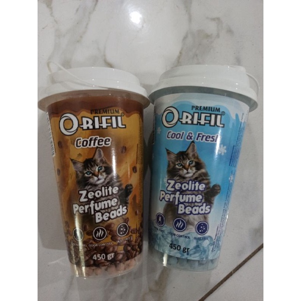 parfum pasir orifil 450gram pengharum pasir kucing