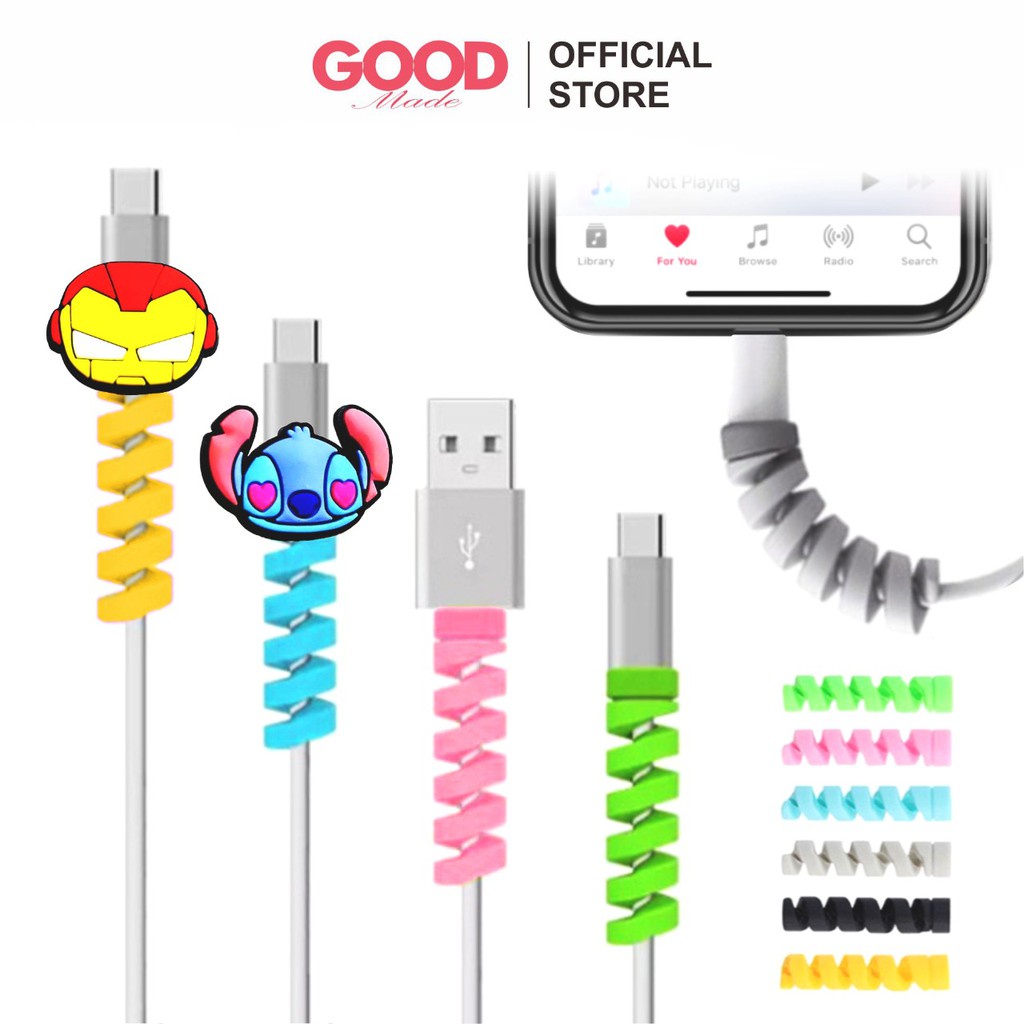 GOOD MADE - Pelindung Kabel Data Charger Earphone Bentuk Spiral Bahan Silikon Cable Saver Cable Protector