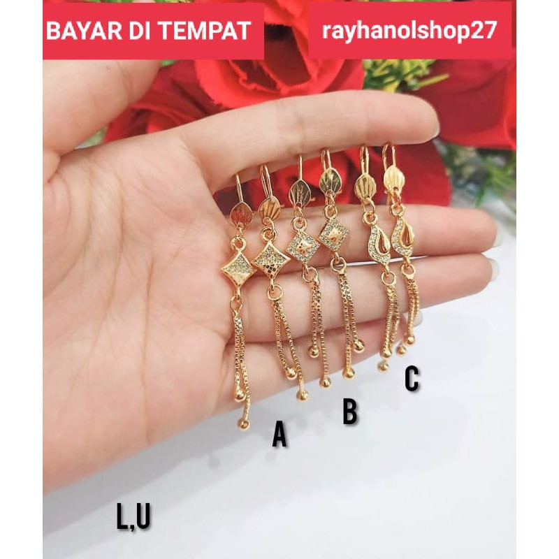 XUPING ANTING JURAI WANITA DEWASA MOTIF PILIHAN FULL PERMATA LAPIS EMAS GOLD