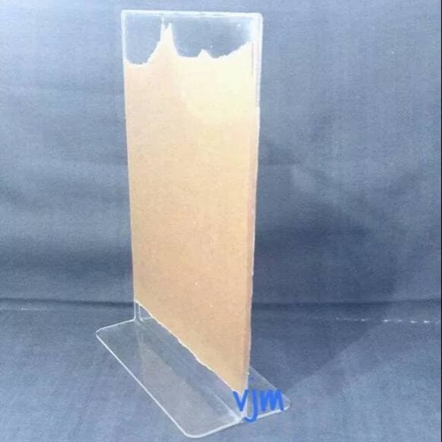 

Stand acrylic , acrylic model T , standing pop akrilik uk a5 2mm , tempat menu akirlik