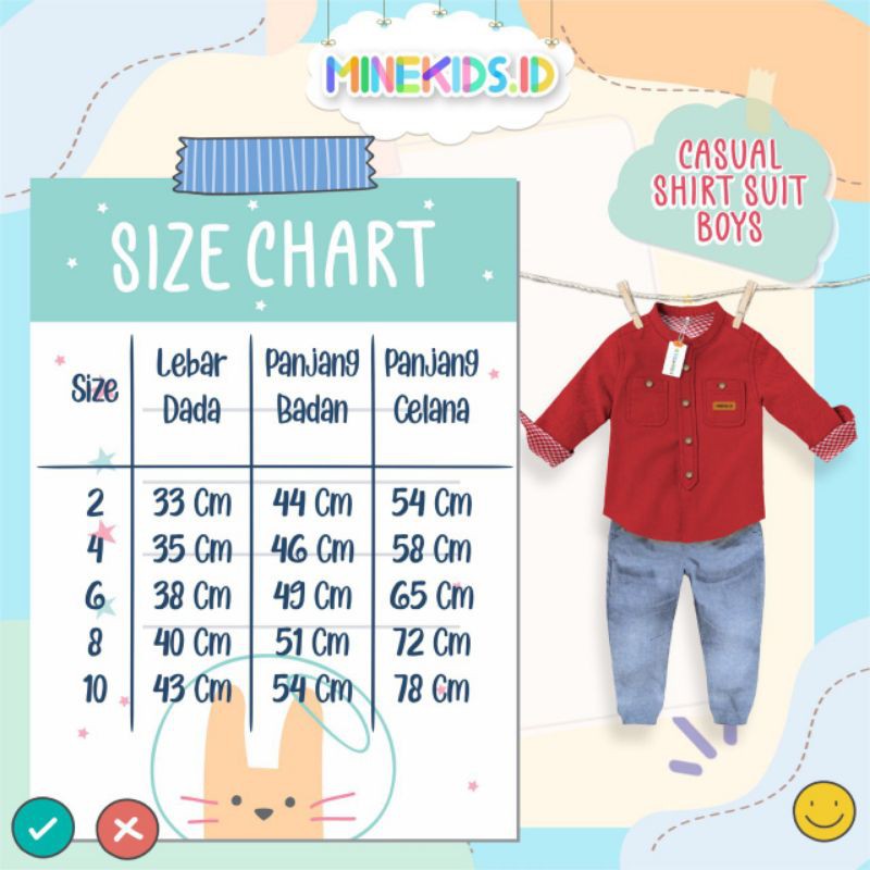 setelan casual shirt minekids