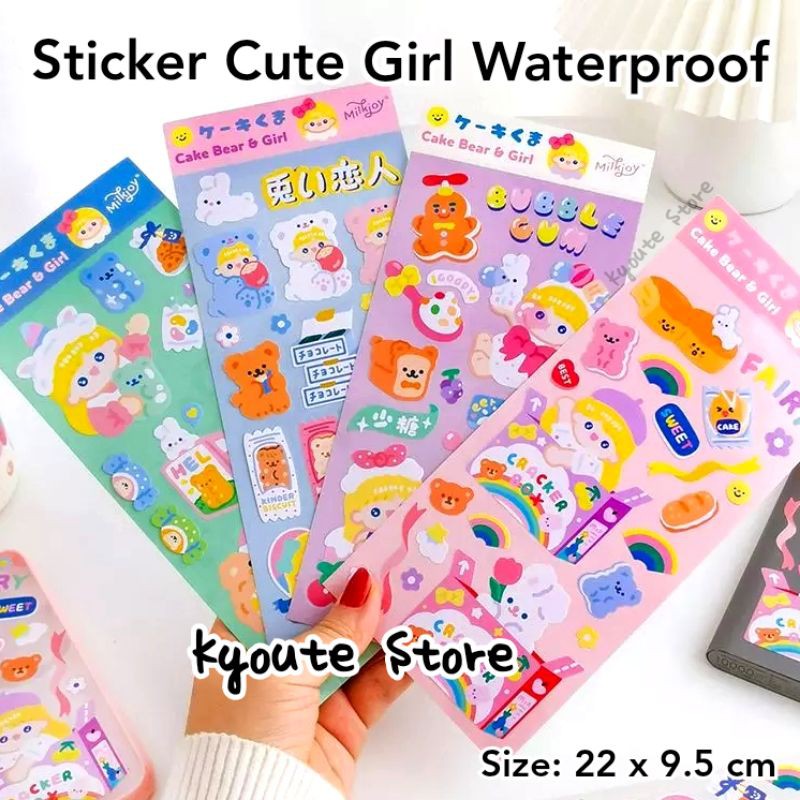 

Sticker Sheet Waterproof Cute Happy Girl Bear Party Scrapbook DIY Journal Diary Planner Craft HP