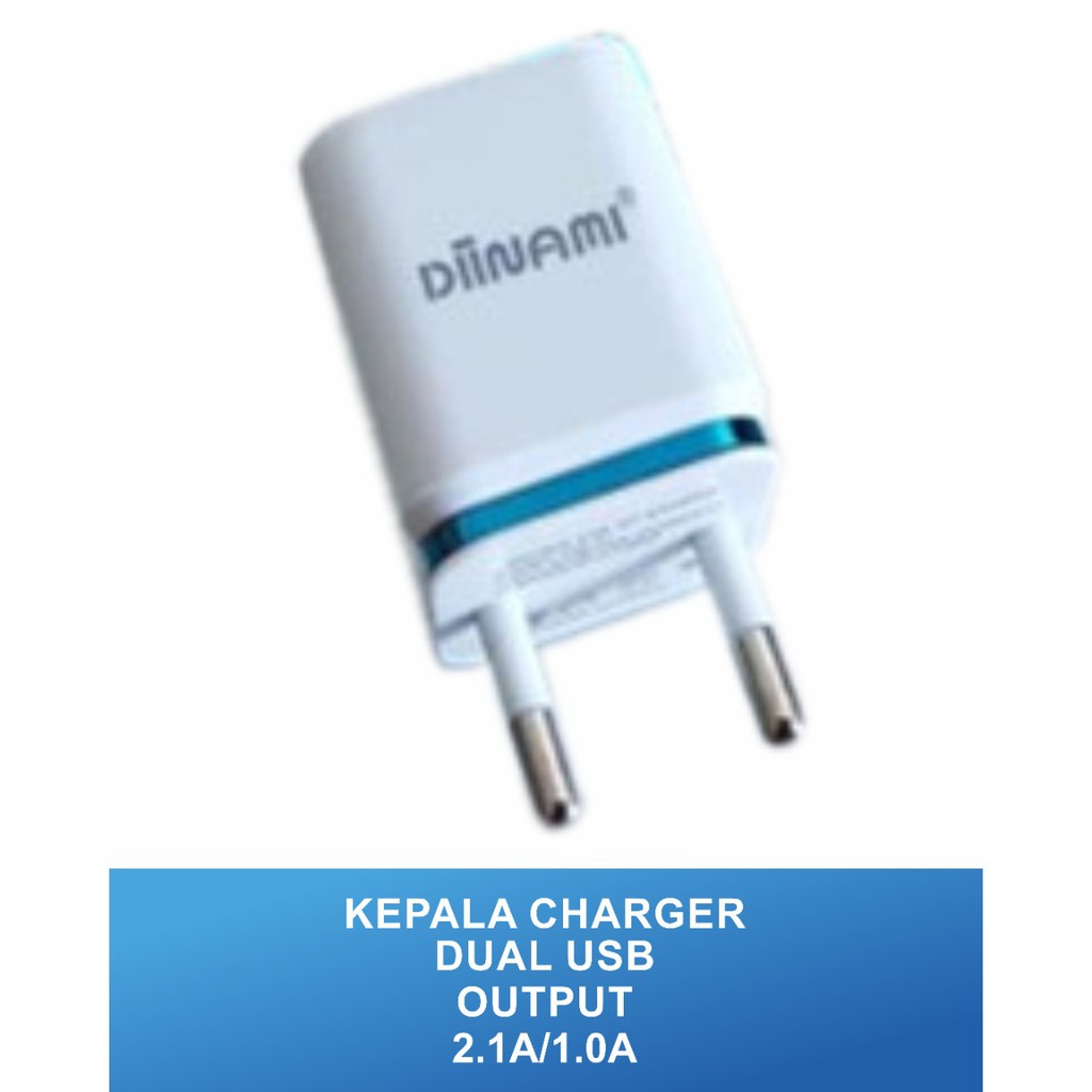 KEPALA CHARGER DIINAMI G1 DUAL USB 2.1A